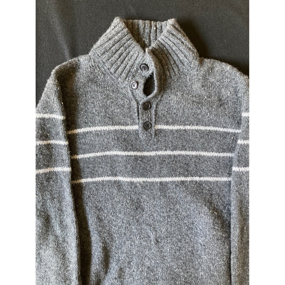 Banana Republic Mens XL Gray Wool‎ Silk Blend Striped Donegal Mock Neck Sweater